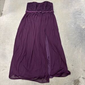 David’s‎ Bridal Plum Strapless Dress Size 18 Layered Slit